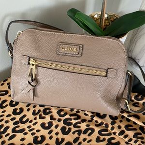 NWOT Lodis Tan Pebbled Leather Crossbody Purse